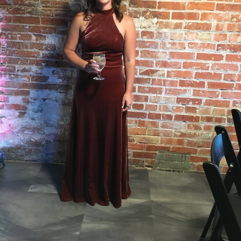 Revelry Tori Velvet Terracotta Bridesmaid Dress